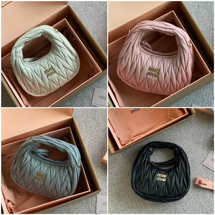 [Original Price] Mini Hobo Pleated Shoulder Bag, Crossbody Bag, Handbag, Lambskin Handbag for Women
