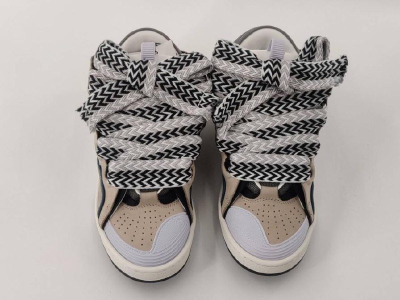 LANVIN Leather Curb Series Sneakers with Colorful 