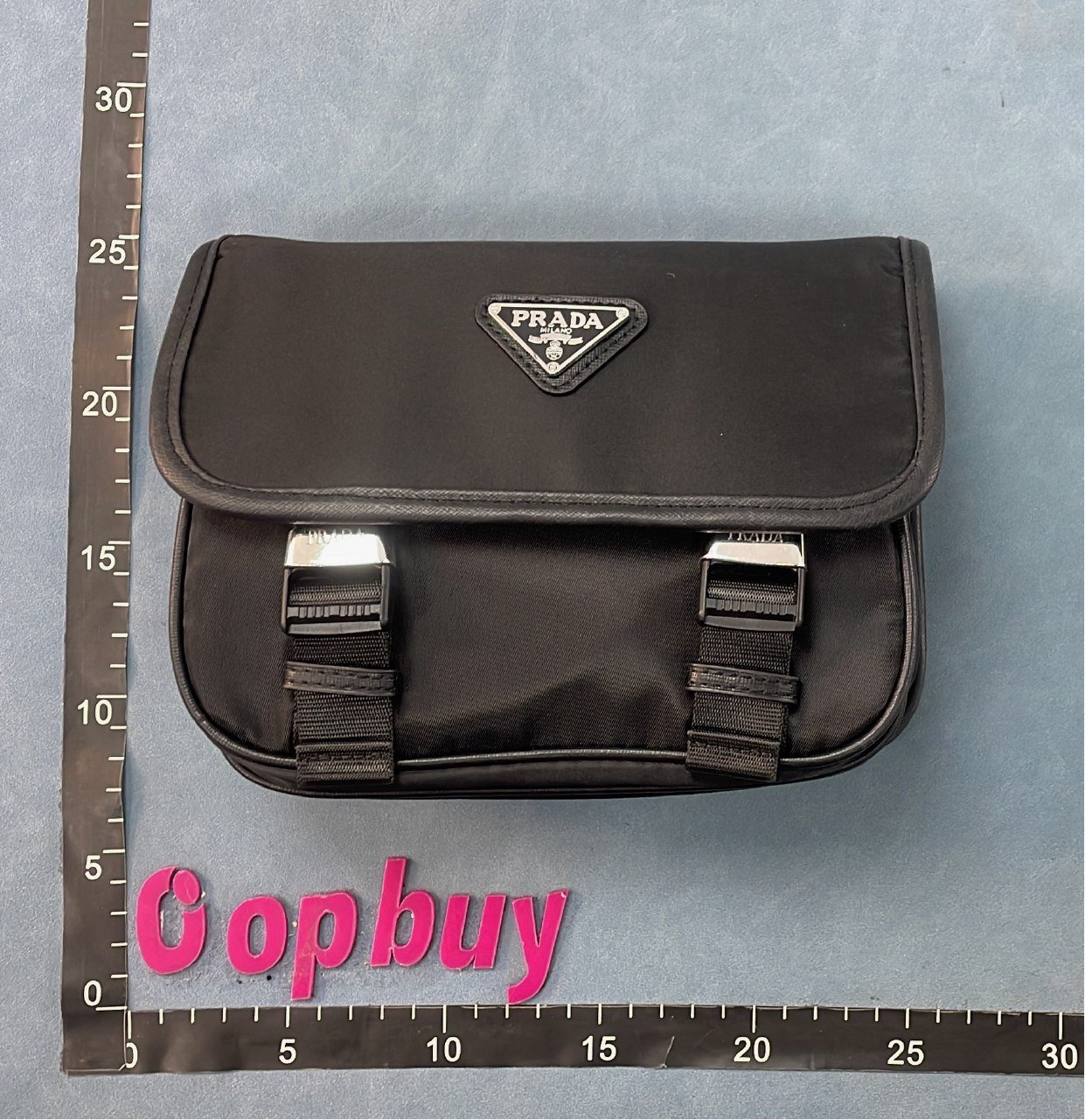 Prada Black Nylon Messenger Bag with Logo Patch