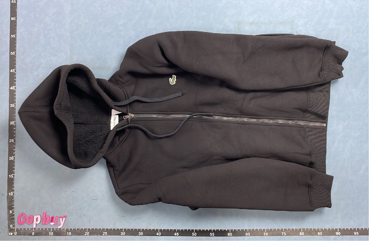  Lacoste Men's Black Zip-Up Hoodie with Crocodile Logo