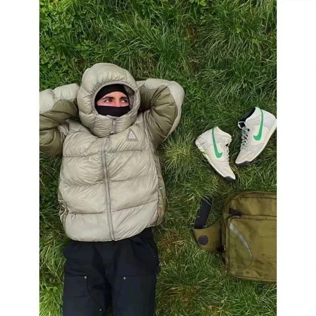 New winter ACG men's and women's loose-fitting, warm, thick hooded cotton-padded jacket with small hook embroidery, windproof style.