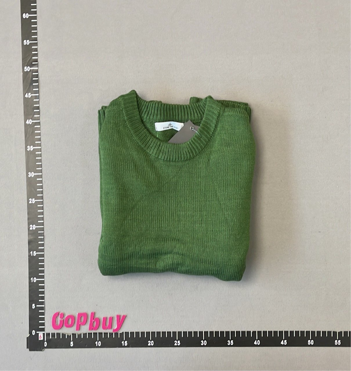 Stone Island Green Crewneck Sweater with Logo Patch