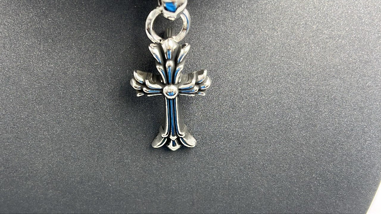  Chrome Hearts Dagger Pendant Necklace Silver Chain Jewelry